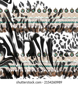 Animal Skin Leopard Pattern Design. Jaguar, Cheetah, Panther Fur. Camouflage, Background. Scarf Pattern