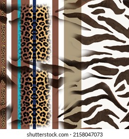 Animal Skin Leopard Pattern Design. Jaguar,zebra,snake,leopard, Cheetah, Panther Fur. Camouflage Background. Scarf Pattern