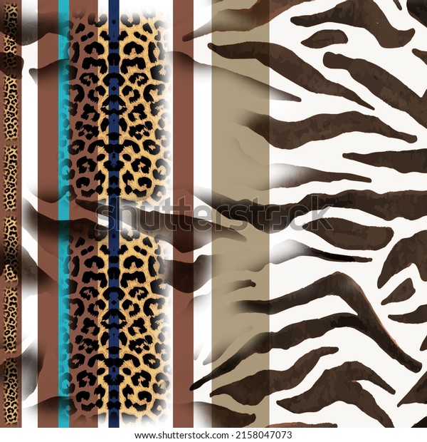 animal skin leopard pattern design. Jaguar, zebra, snake, leopard, cheetah, panther fur. camouflage background. scarf pattern. Zebra stripes wallpaper mural motif. 