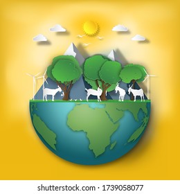 The animals in forest as love nature, World Wildlife day , Paper art and craft style concept. - Powered by Shutterstock