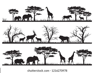 Animals Forest Silhouette At Savanah