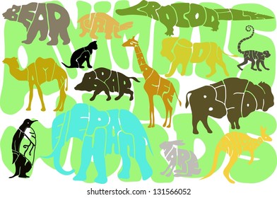 Animals Words Stock Illustration 131566052 