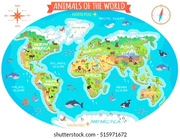 Earth Habitats Scratch Map Animals World Flat Style World Globe Stock Illustration 515971672 |  Shutterstock