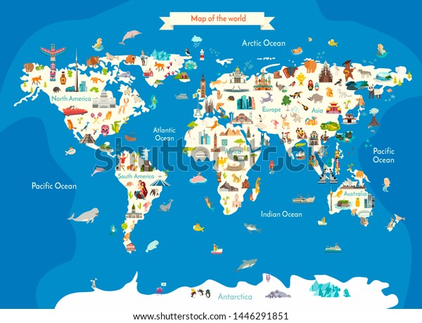 Carte Du Monde Des Animaux Pour Illustration De Stock