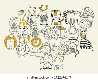 Animals of the Zoo in a linear fashion for alfavita.