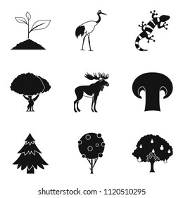 Animate nature icons set. Simple set of 9 animate nature icons for web isolated on white background