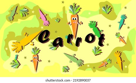 Animated Background Illustration With Cute Carrot Design