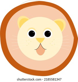 Animated lion face of yellow and orange colors