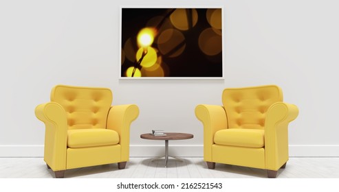 Animated Living Room With Canvas Showing Burning Candles Background