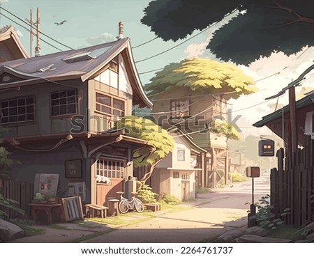an animated village lifestyle scenerio digital art, painting, 3d illustration