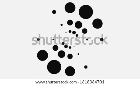 Animation with black pulsating dots in circle. Animation. Black dots in three rows pulsate in circle in style of loading background. Colored background with black dots