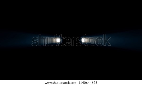 Animation of the car headlights in the dark.\
Lights of the car two headlights in the\
night