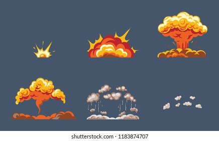 Animation Game Explosion Effect Broken Into Stock Vector (Royalty Free ...