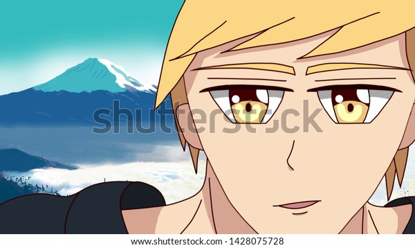Anime Boy Blonde Hair Cartoon Character Stock Illustration 1428075728