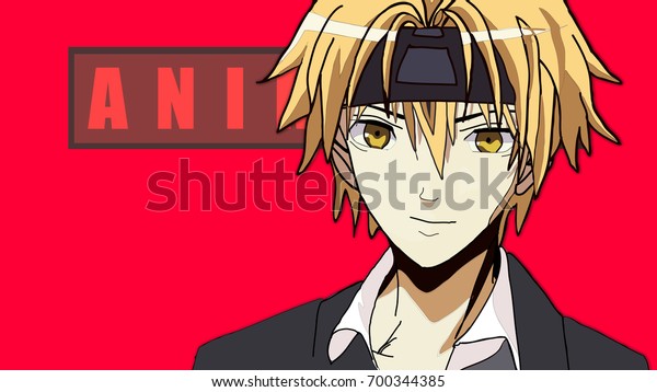 Anime Boy Blonde Hair Cartoon Character Stock Illustration 700344385