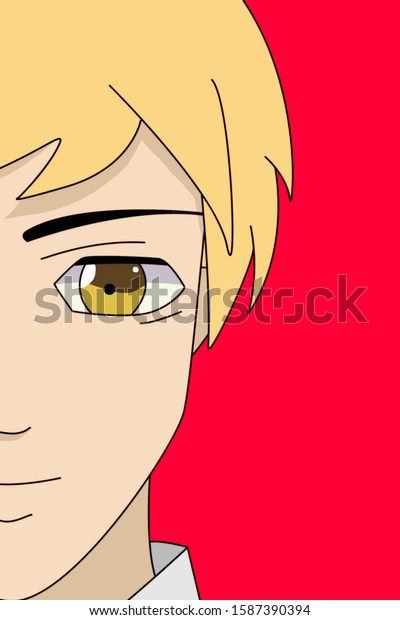 anime boy face blonde hair cartoon stockillustration 1587390394