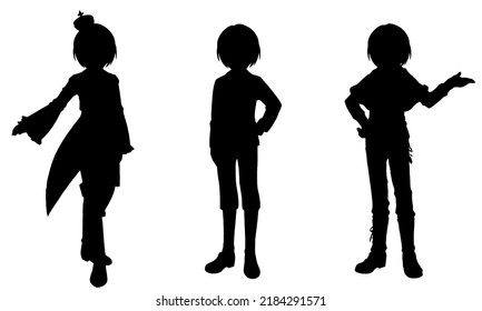 Anime Character Silhouette Illustration Set