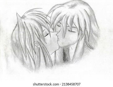draw gay anime kiss