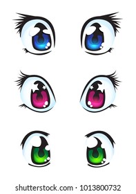 Collection Cartoon Female Eyes Different Colors Stock Vector (Royalty ...