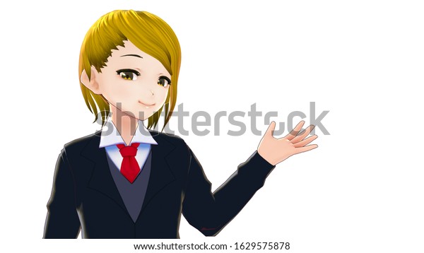 anime girl blonde hair cartoon character stockillustration