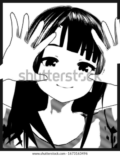 Anime Girl Cartoon Character Japanese Girl Stock Illustration