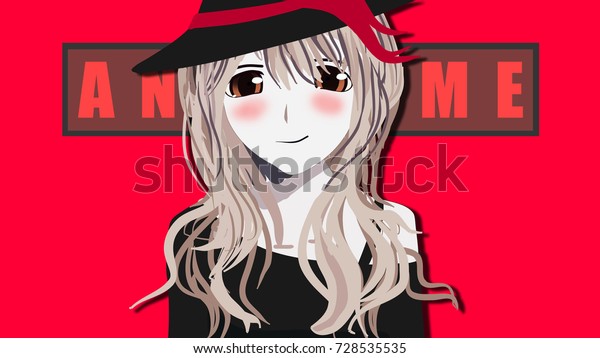 Anime Girl Cute Cartoon Character Blonde Stockillustration