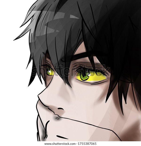 Anime Guy Black Hair Anime Boy Stock Illustration 1755387065