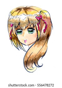 Anime Head Drawing Girl: ilustración de stock 556478272 | Shutterstock