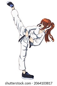 Anime Manga Attractive Cute Karate Girl Stock Illustration 2064103817 ...