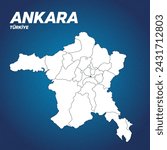 Ankara district map border line turkey