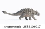 Ankylosaurus dinosaur model is displayed against a white background. THIS IS A 3D RENDER ILLUSTRATION