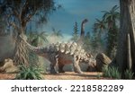 Ankylosaurus in the forest. This is a 3d render illustration