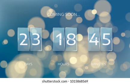 Announce countdown panel design. Count days, hours and minutes. Web banner countdown to New Year. illustration on blur xmas background