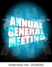 Annual General Meeting Word On Digital Touch Screen