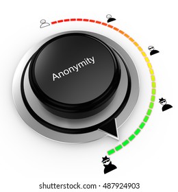 Anonymity Concept With A Rotary Knob Increasing The Disguise Level Safe Internet Surfing 3D Illustration