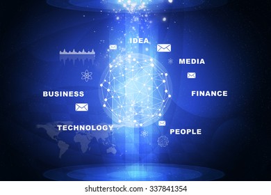Anstract background with bright flash and molecule in center