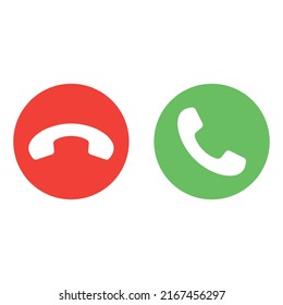 Answer And Decline Phone Call Buttons. Yes And No Button. Phone Call Icon 