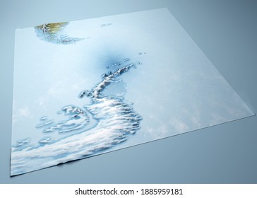 Antarctic Peninsula, Climate Change. Continent Antarctica. Geographical Map, Orography Of The Terrain. Tip Of Argentina And Chile. Melting Ice, Iceberg. Far South. 3d Render. Satellite View
