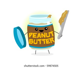 An anthropomorphic jar peanut butter