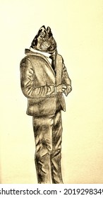 Anthropomorphic Man With A Fish Head In A Suit