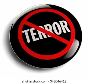 Anti Terrorism Campign Badge With Terror Word Crossed Out.