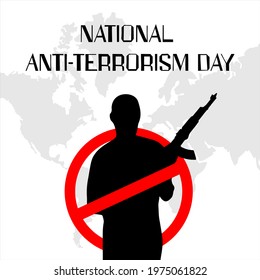 Anti Terrorism Day Illustration. No Terrorism Poster.