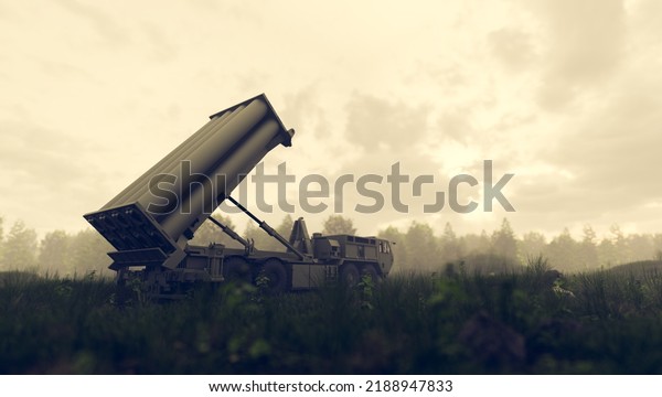 Anti-ballistic missile defense military system in\
combat 3d\
render