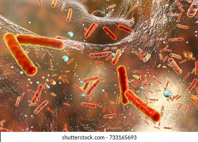 Antibiotic resistant bacteria inside a biofilm, 3D illustration. Biofilm is a community of bacteria where they aquire antibiotic resistance and communicate with each other by quorum sensing molecules