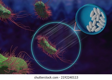 Antibiotic Resistant Bacteria, Resistance, Bacteriology, Infections, 3d Illustration