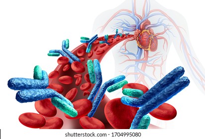 Antibodies In Blood Inside The Human Body Related To The Immune System Fighting Disease As A Medical Symbol For Antibody Or  Immunoglobulin Inside An Artery Anatomy Concept As A 3D Illustration.