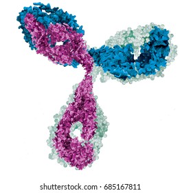 antibody, 3d art, purple teal light blue, white background, 