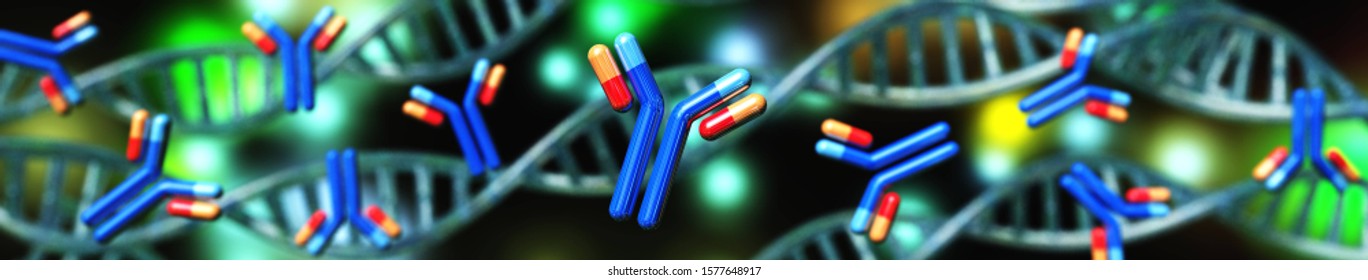 antibody, immunoglobulin, 
Y-shaped protein ,  3d rendering