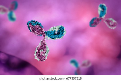 antibody in pink and red background selective focus monoclonal 3d art