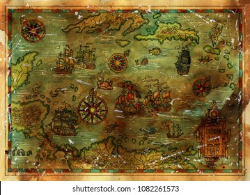 Ancient Sea Charts Stock Illustrations Images Vectors